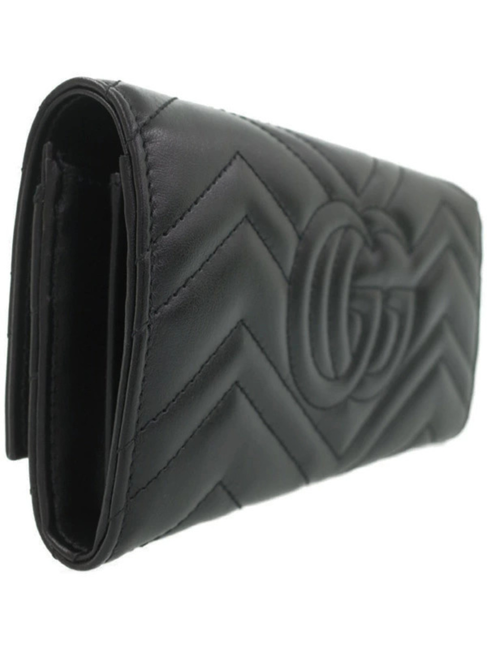 Gucci Wallet Bi Long Marmont fold Continental GG Black
